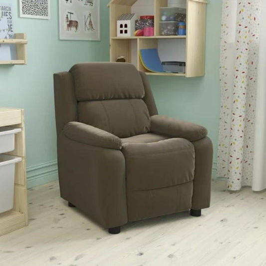 Flash Furniture Contemporary Brown Microfiber Kids Recliner with Arm