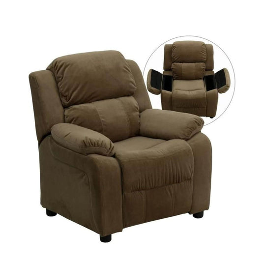 Flash Furniture Contemporary Brown Microfiber Kids Recliner with Arm