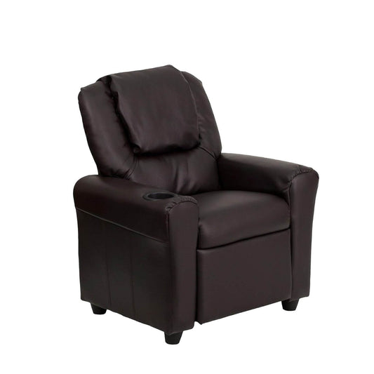 Flash Furniture Contemporary Brown Leathersoft Kids Recliner | Cup Holder and Headrest