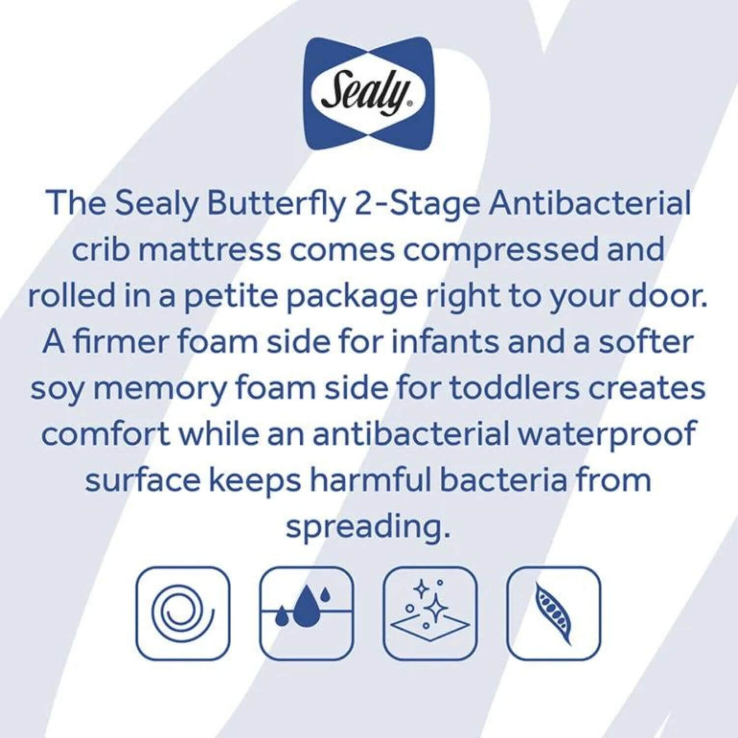 Sealy Butterfly 2-Stage Antibacterial Ultra Firm Crib and Toddler Mattress - Detail