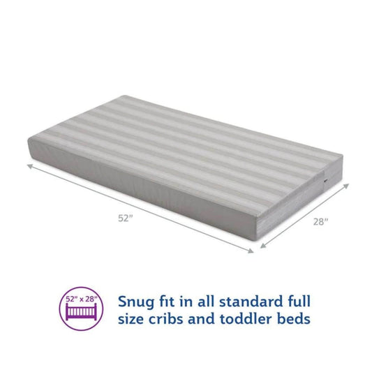 Sealy Butterfly Waterproof Crib & Toddler Mattress White Stripe - Dimensions