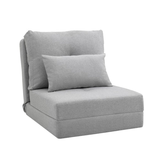 HOMCOM Convertible Flip Chair | Folding Couch Bed | Light Gray