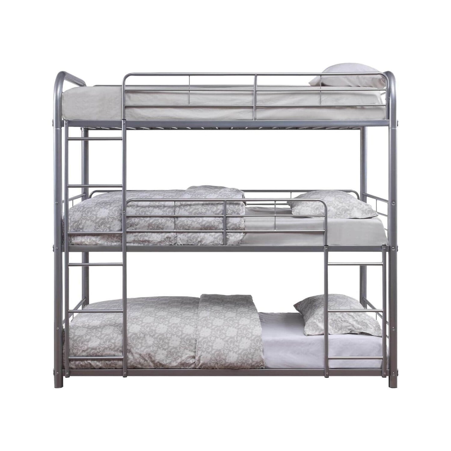 ACME Cairo Triple Metal Frame Twin Bunk Bed | Silver