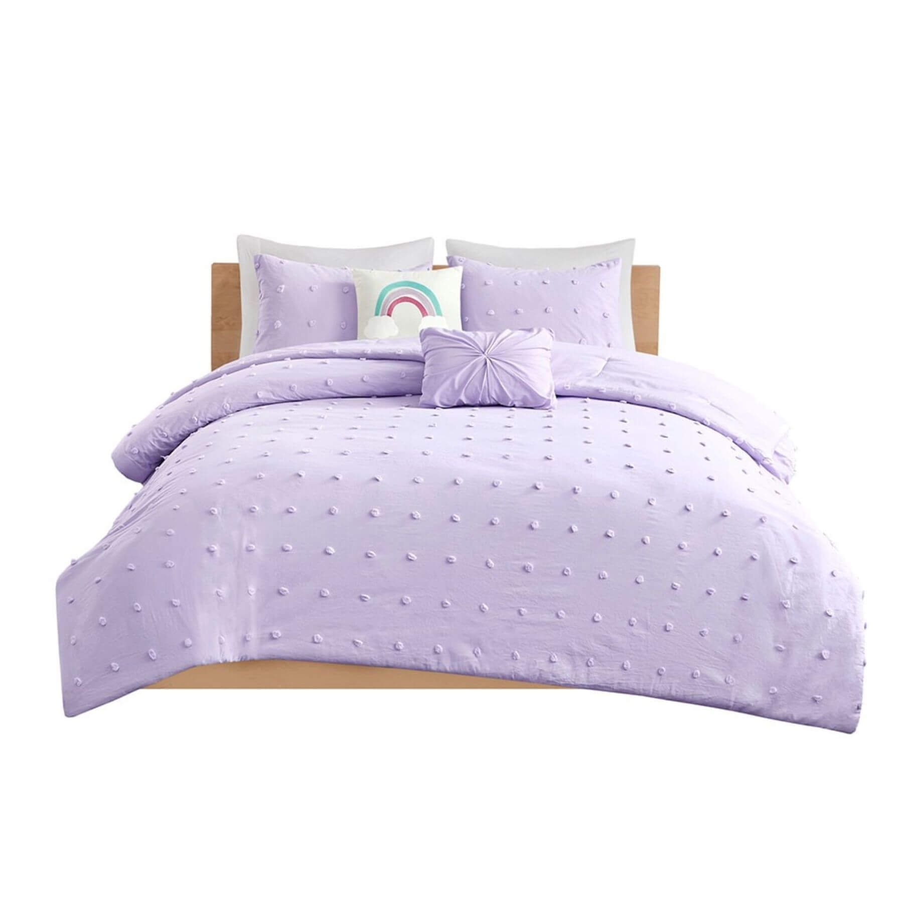 Callie Cotton Jacquard Pom Pom Comforter Set Lavender