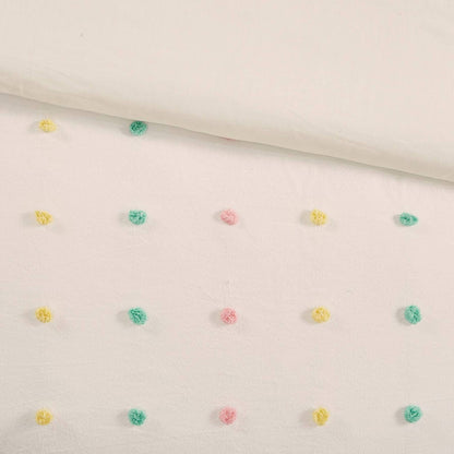 Detail View of Callie Cotton Jacquard Pom Pom Comforter Set Multi