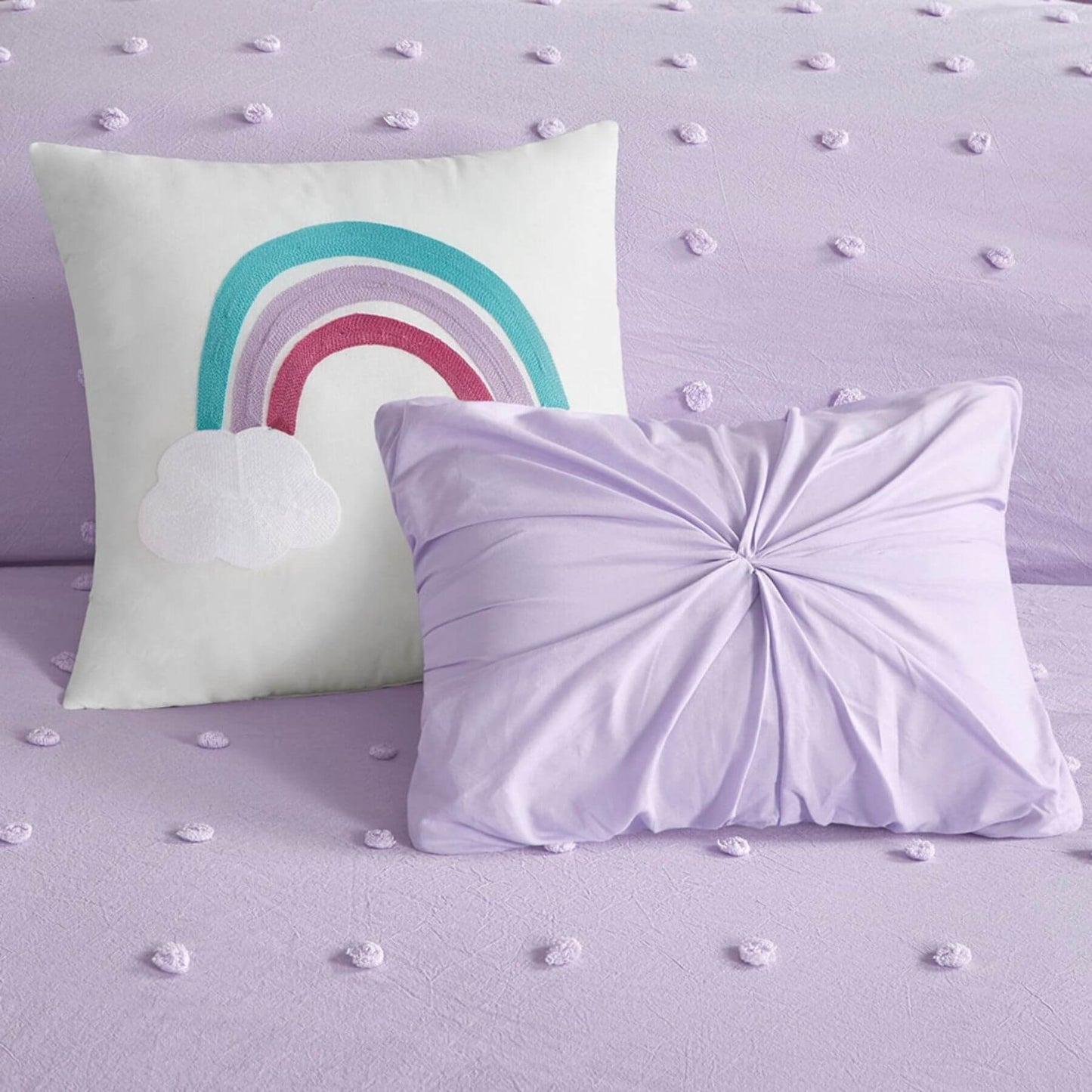 Callie Cotton Jacquard Pom Pom Decorative Pillows Lavender