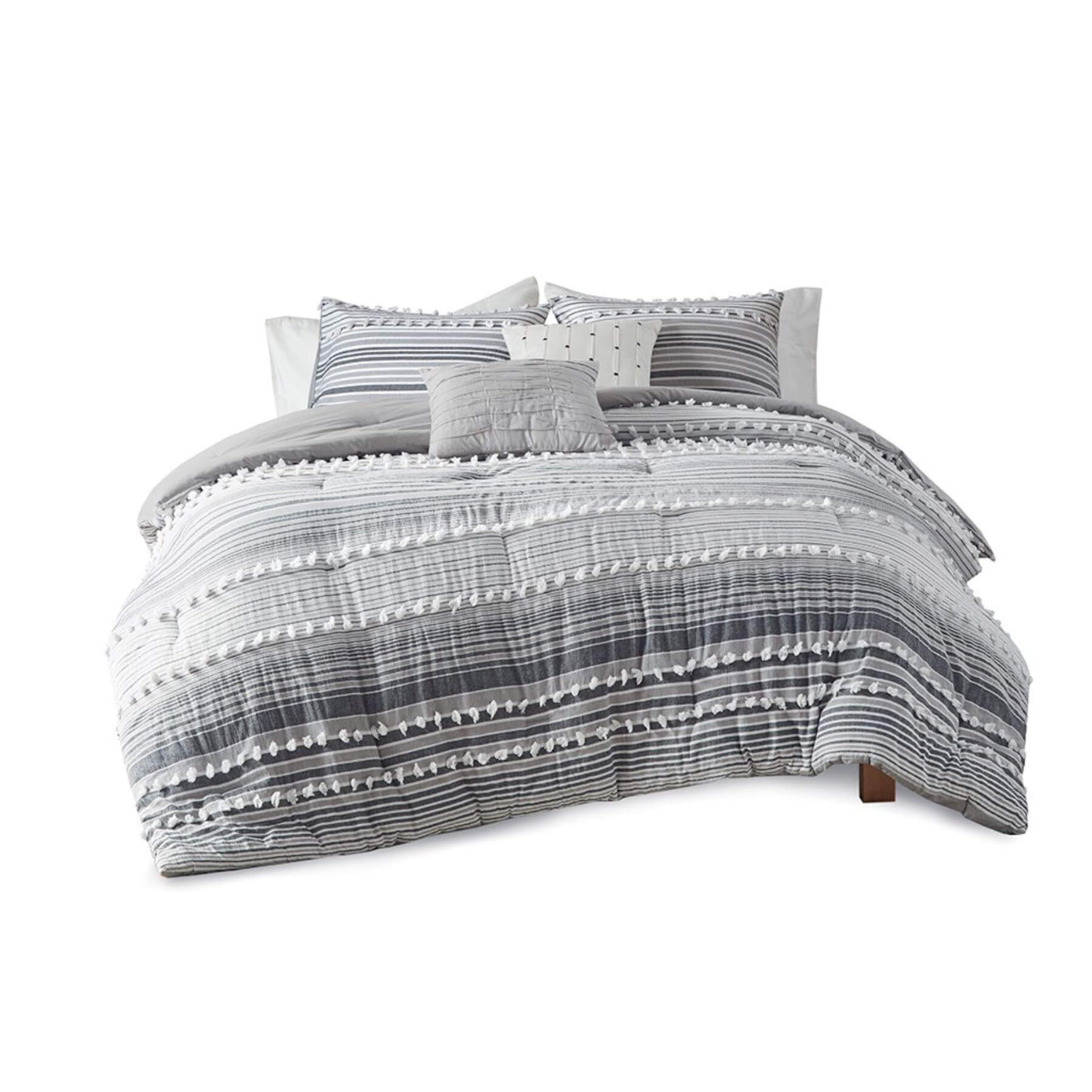 Calum Cotton Jacquard Comforter Set Grey