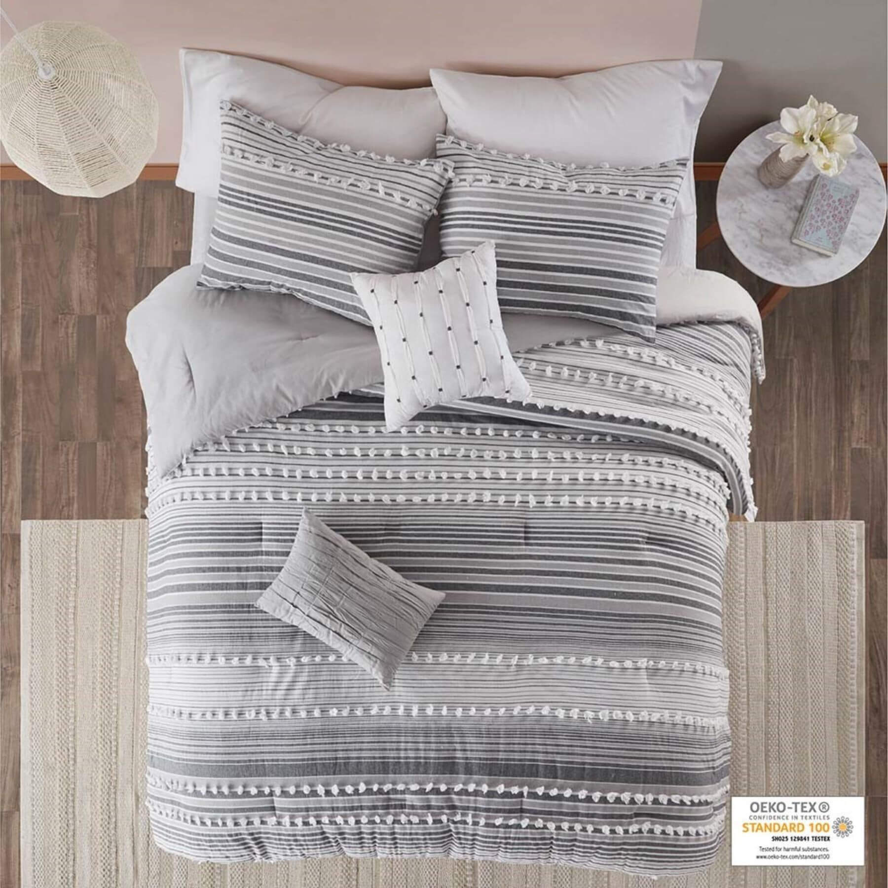 Calum Cotton Jacquard Comforter Set Grey