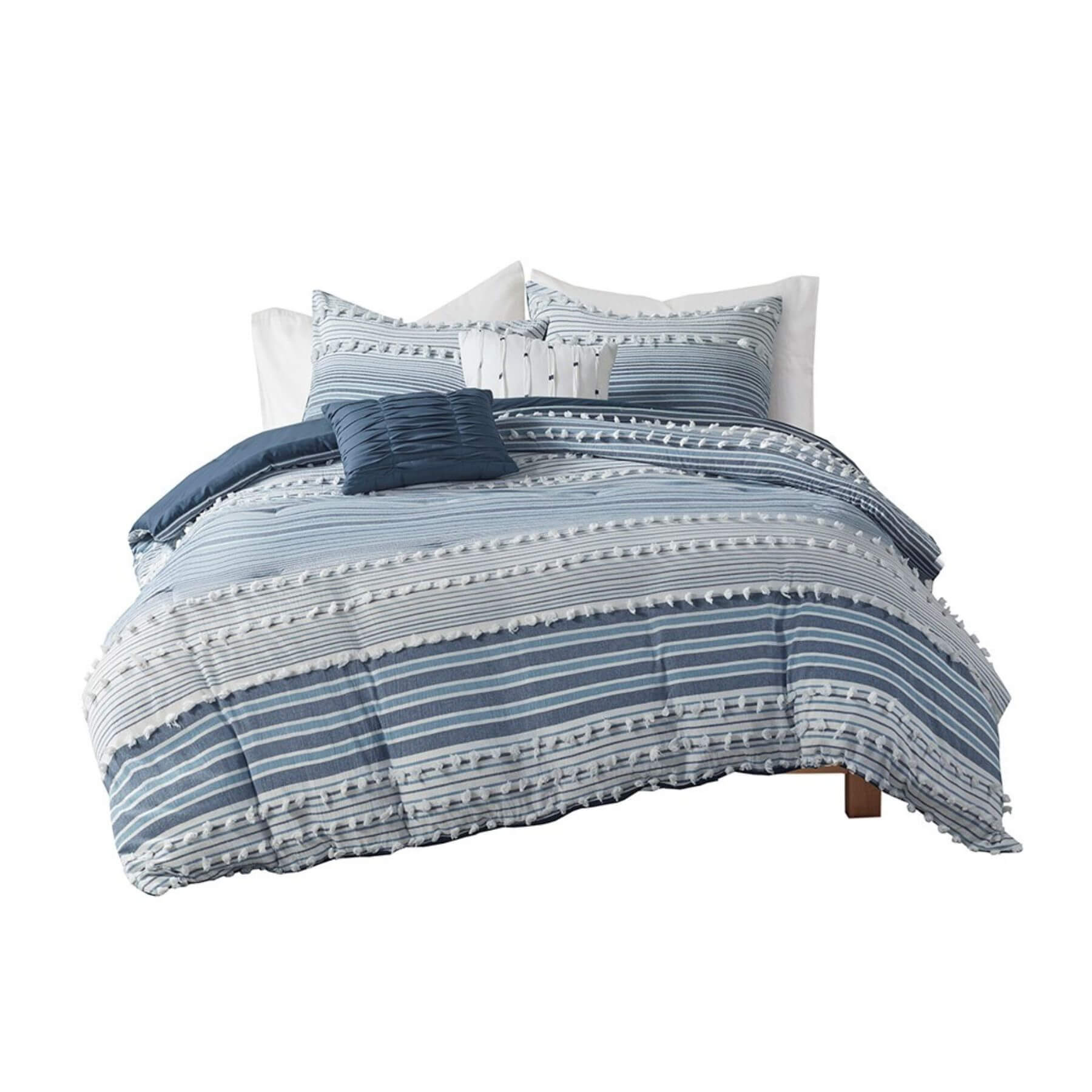 Calum Cotton Jacquard Comforter Set Navy