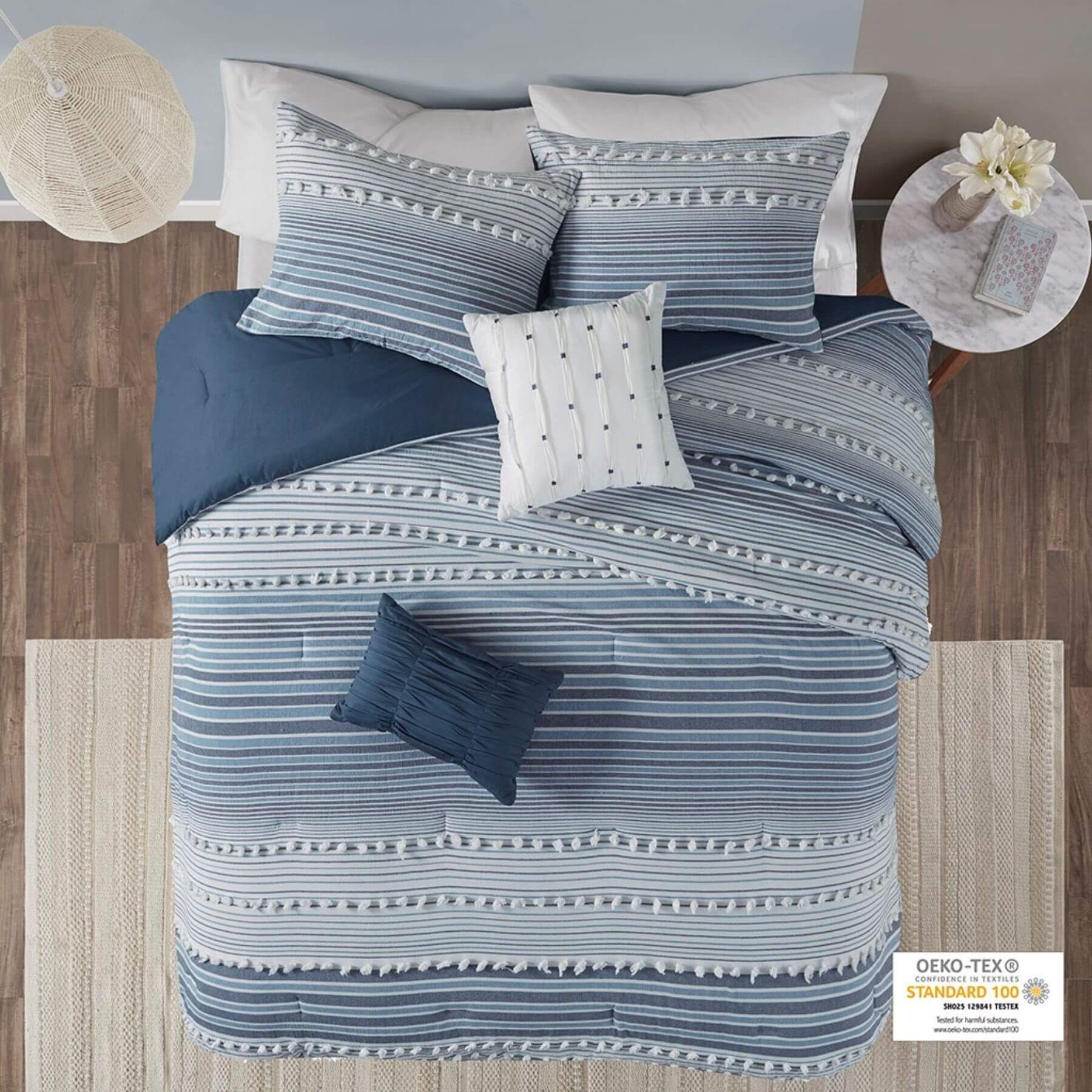 Calum Cotton Jacquard Comforter Set Navy