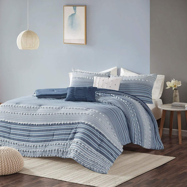 Calum Cotton Jacquard Comforter Set Grey