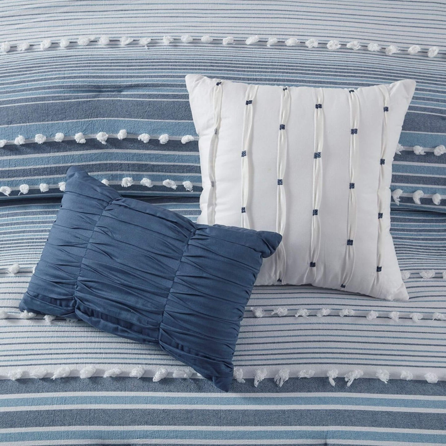 Calum Cotton Jacquard Decorative Pillows Navy