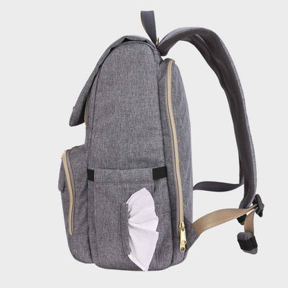 Side view of Sunveno Canvas Diaper Backpack - Grey