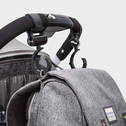 Close-up of Sunveno Canvas Diaper Backpack - Grey