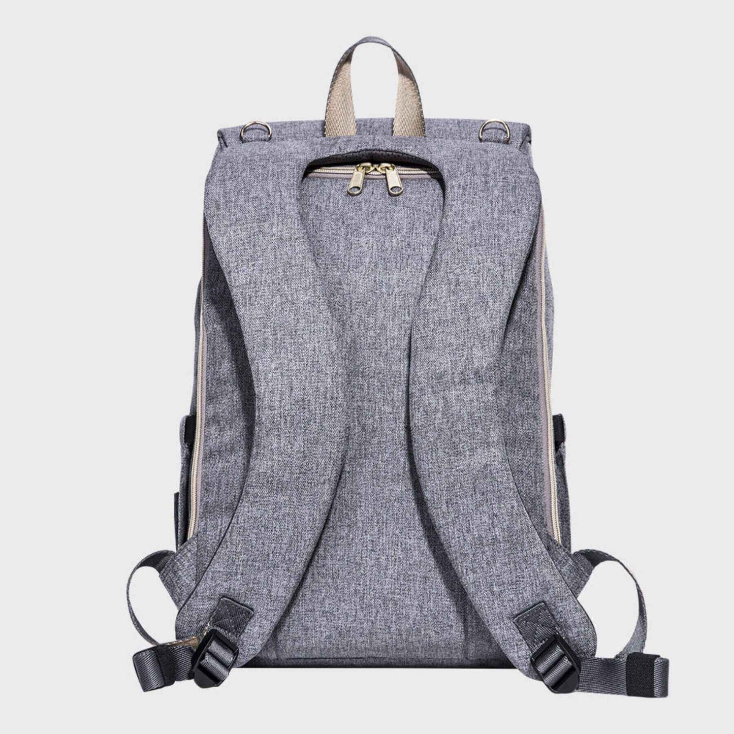 Back view of Sunveno Canvas Diaper Backpack - Grey
