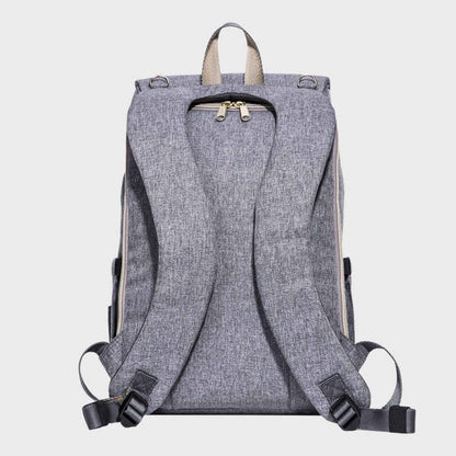 Back view of Sunveno Canvas Diaper Backpack - Grey