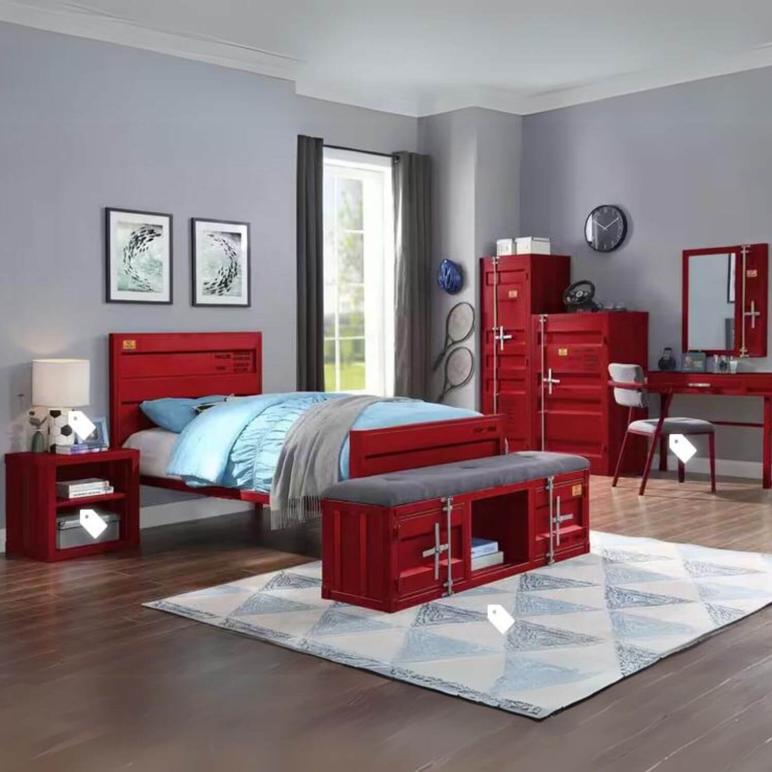 ACME Cargo Twin Metal Panel Bed | Red