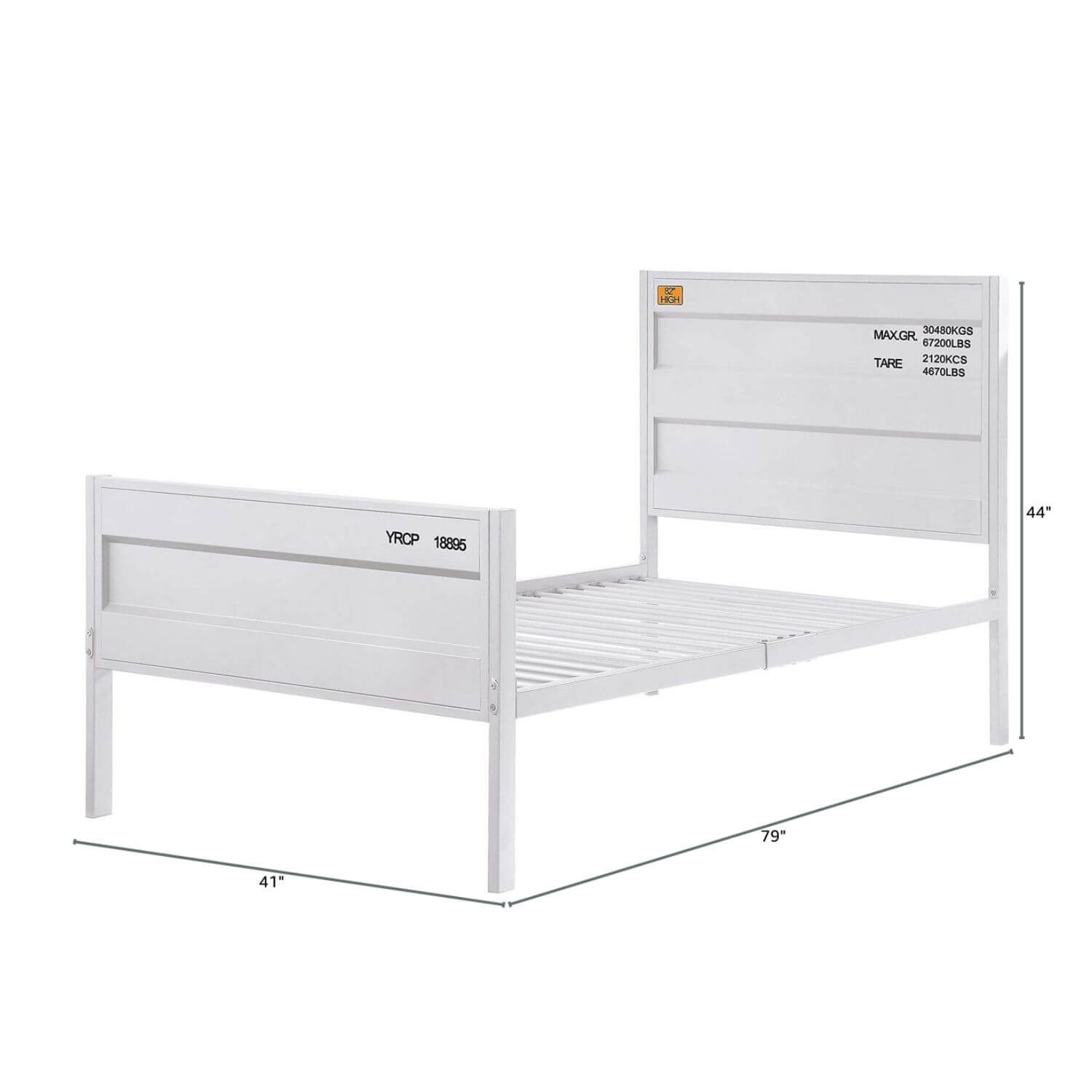 ACME Cargo Twin Metal Panel Bed | White