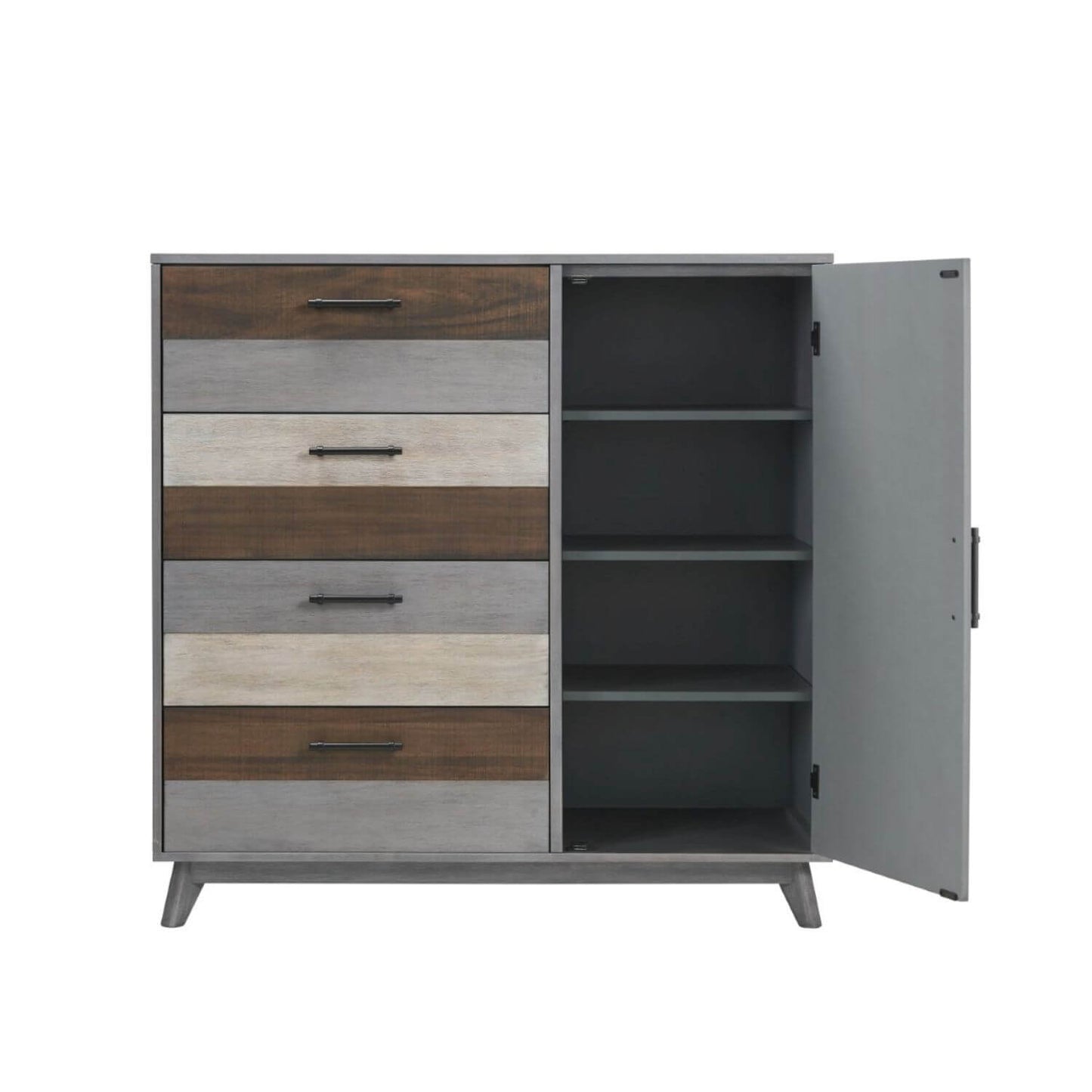 Soho Baby Cascade 4-Drawer Chifferobe | Multi Tone Gray - open door view