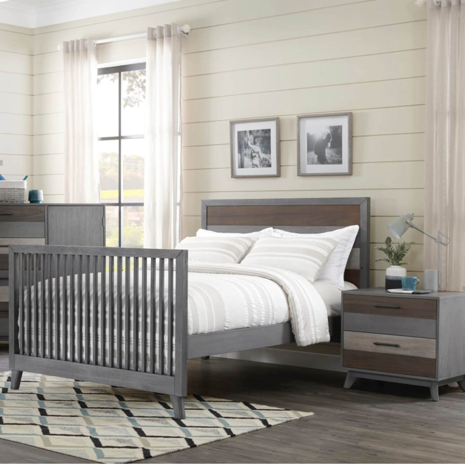 Soho Baby Cascade 4-in-1 Convertible Crib | Multi Tone Gray - lifestyle