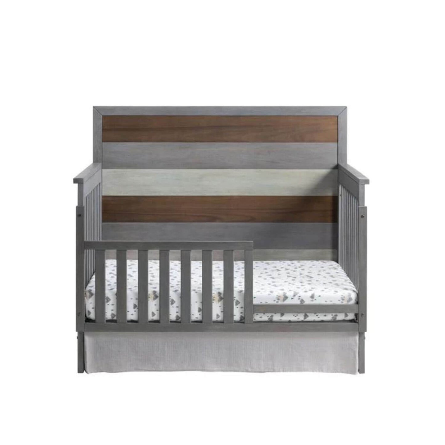 Soho Baby Cascade 4-in-1 Convertible Crib | Multi Tone Gray - front view of toddler bed