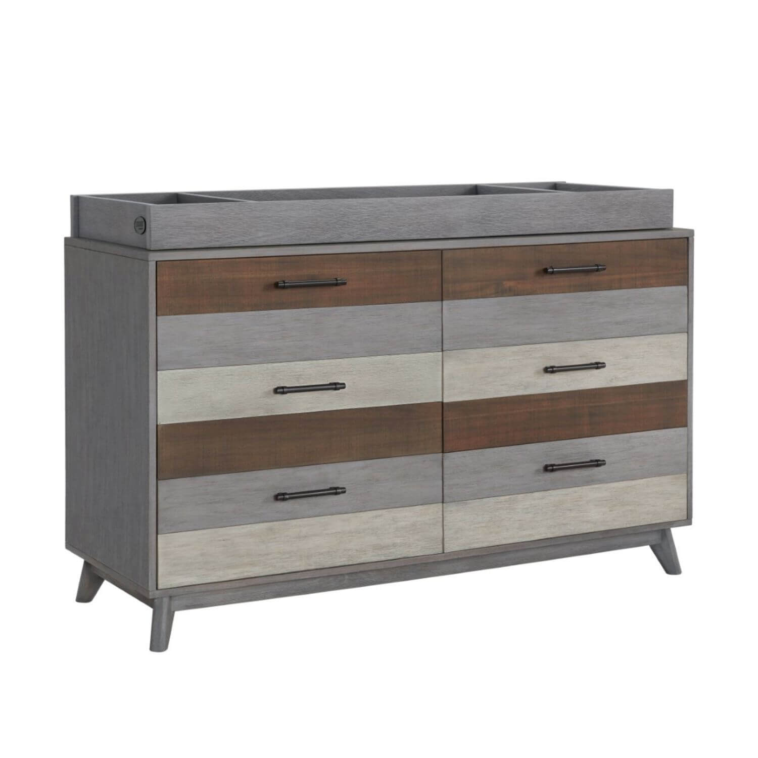 Soho Baby Cascade 6-Drawer Dresser | Milti Tone Gray - added changing topper