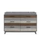 Soho Baby Cascade Changing Topper Mount To 6-Drawer Dresser | Multi Tone Gray - Front view