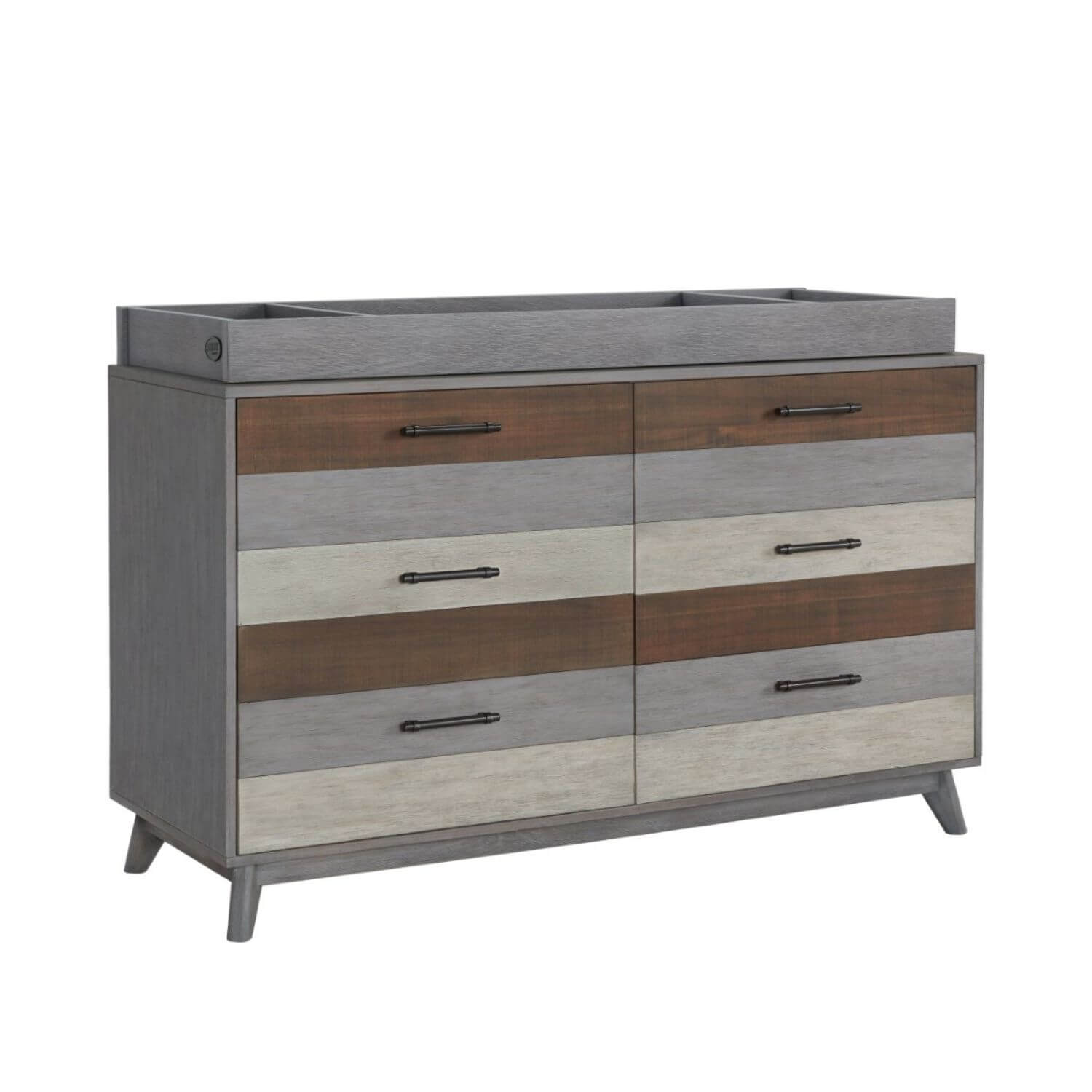 Soho Baby Cascade Changing Topper Mount To 6-Drawer Dresser | Multi Tone Gray