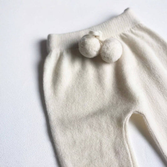 Detail of Unique Love Design Cashmere Baby Pants Off White