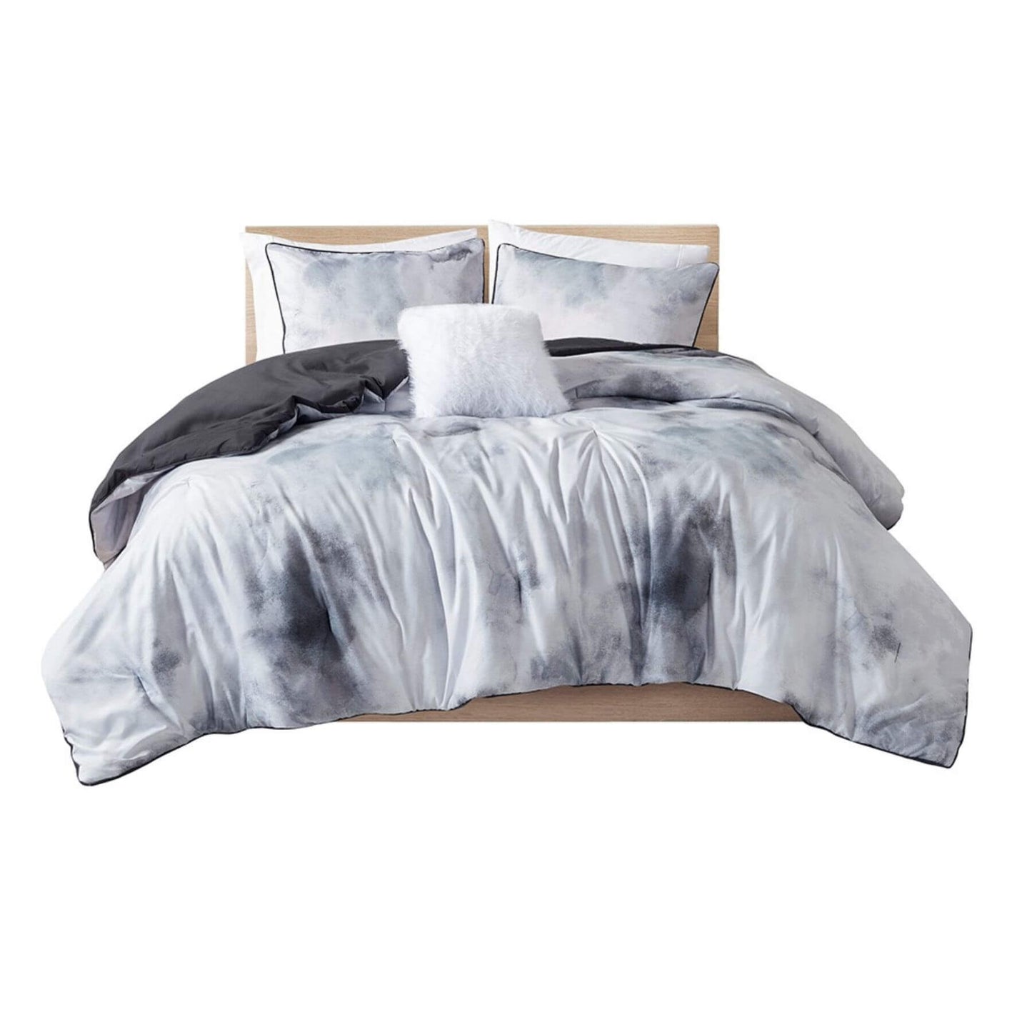 Cassiopeia Watercolor Tie Dye Printed Comforter Set Charcoal