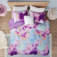 Cassiopeia Watercolor Tie Dye Printed Comforter Set Lavender