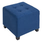 HOMCOM Tufted Ottoman | Blue Fabric Footrest Stool with Anti-Slip Pads