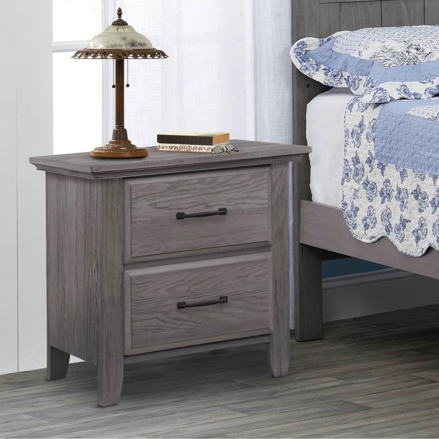 Soho Baby Chandler 2-Drawer Nightstand in Graphite Gray - lifestyle