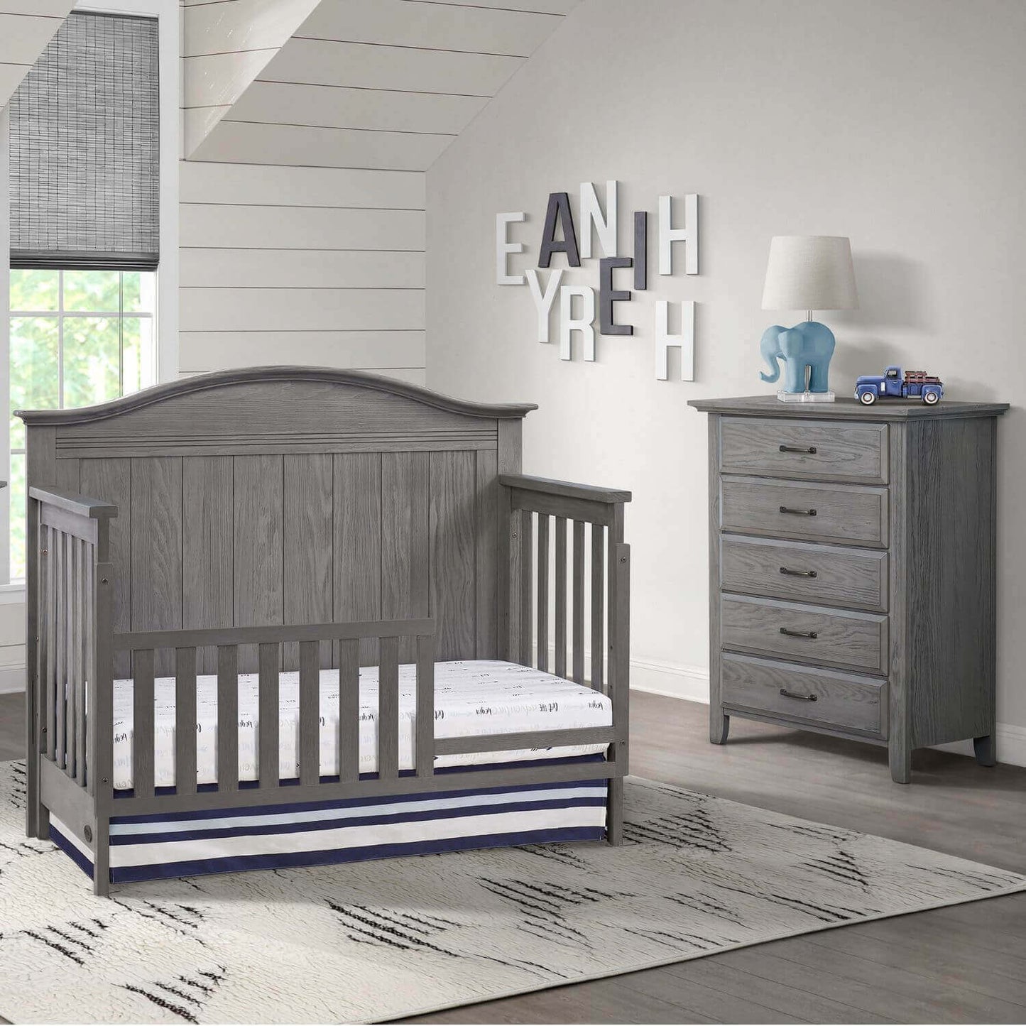 Soho Baby Chandler 4-in-1 Convertible Crib | Graphite Gray - Lifestyle