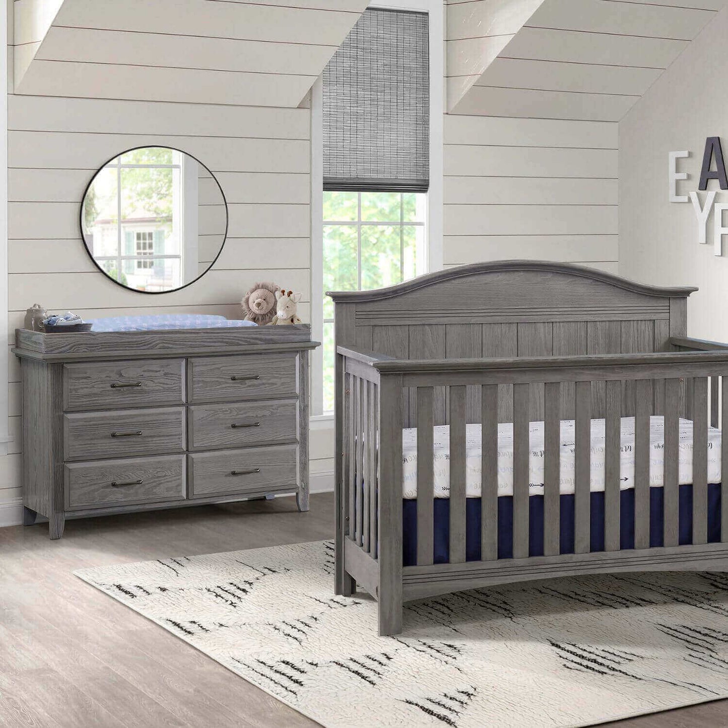 Soho Baby Chandler Changing Topper For 6-Drawer | Graphite Gray - Lifestyle