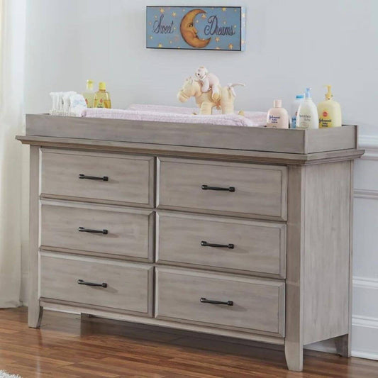 Soho Baby Chandler Changing Topper For 6-Drawer Dresser | Stone Wash - Lifestyle