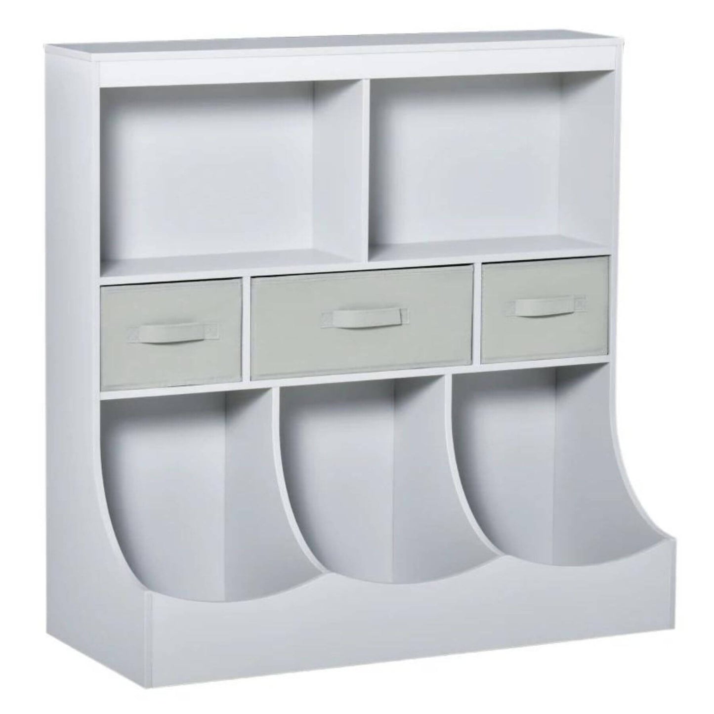 HomCom Children Display Bookshelf with Toy Storage Organizer Grey