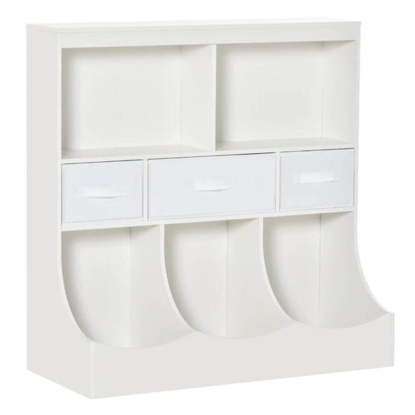 HOMCOM Children Display Bookshelf with Toy Storage Organizer White