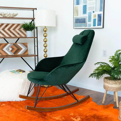 Ashcroft Chloe Blue Velvet Nursery Rocking Chair - Lifestyle