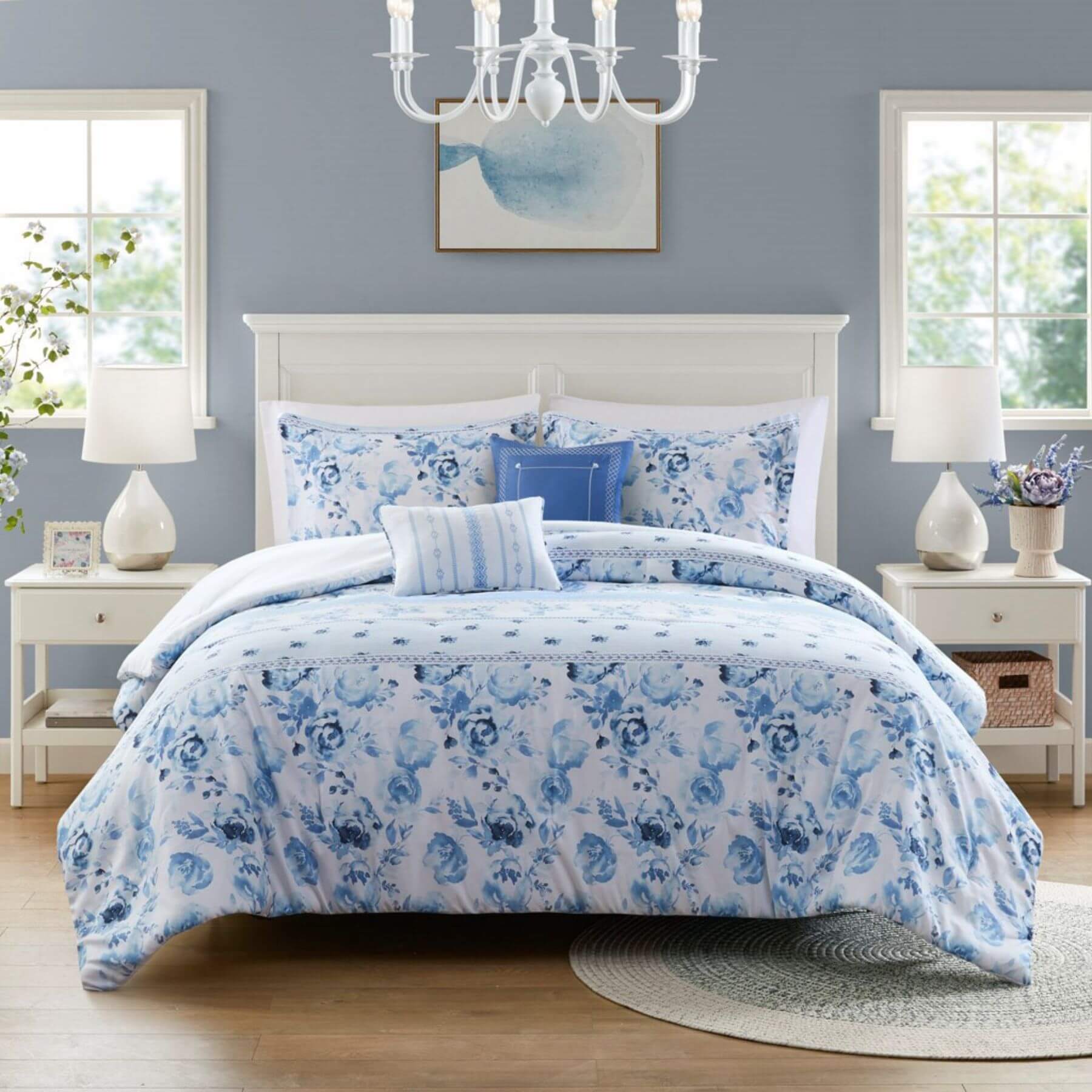 Christa Floral Striped Comforter Set