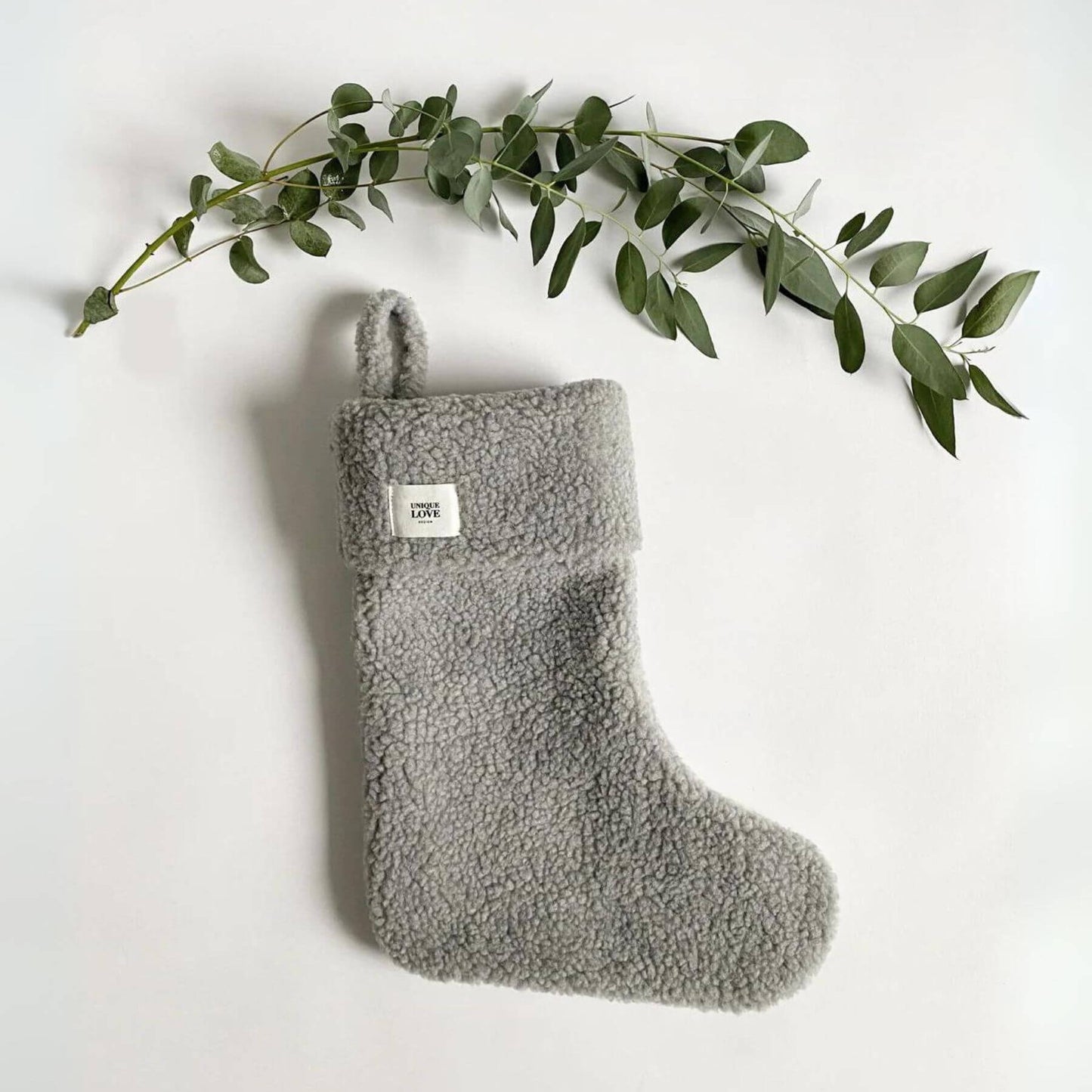 Unique Love Design Christmas Stocking Toddy Cozy Grey