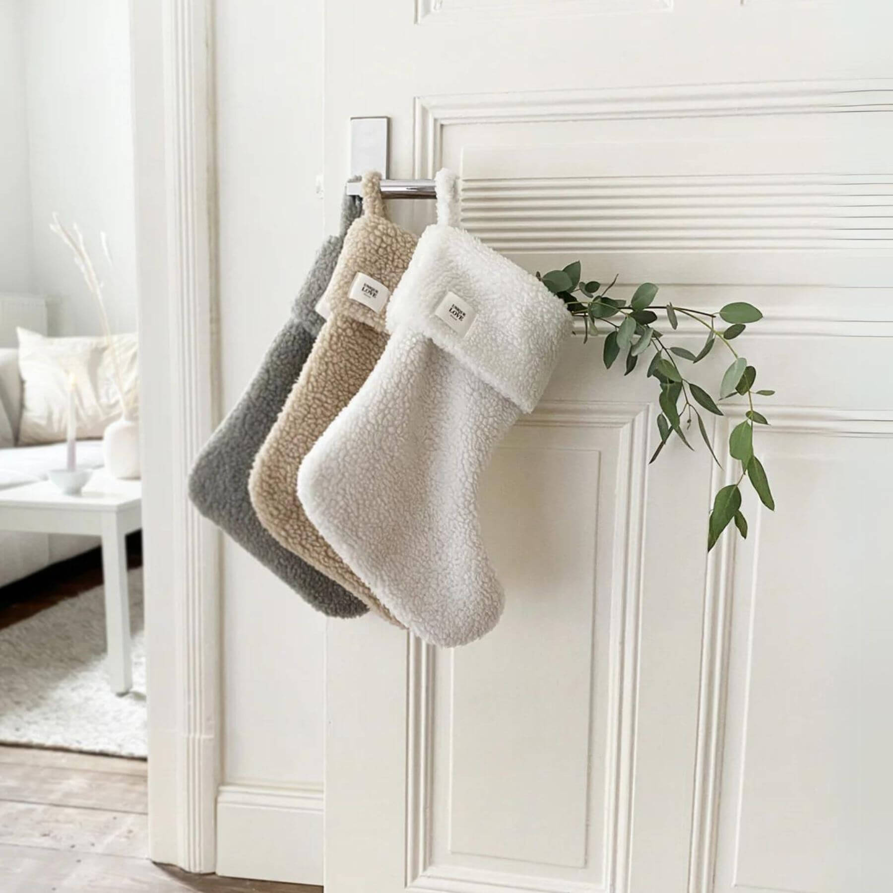 3 Unique Love Design Christmas Stocking Toddy Hanging on Door