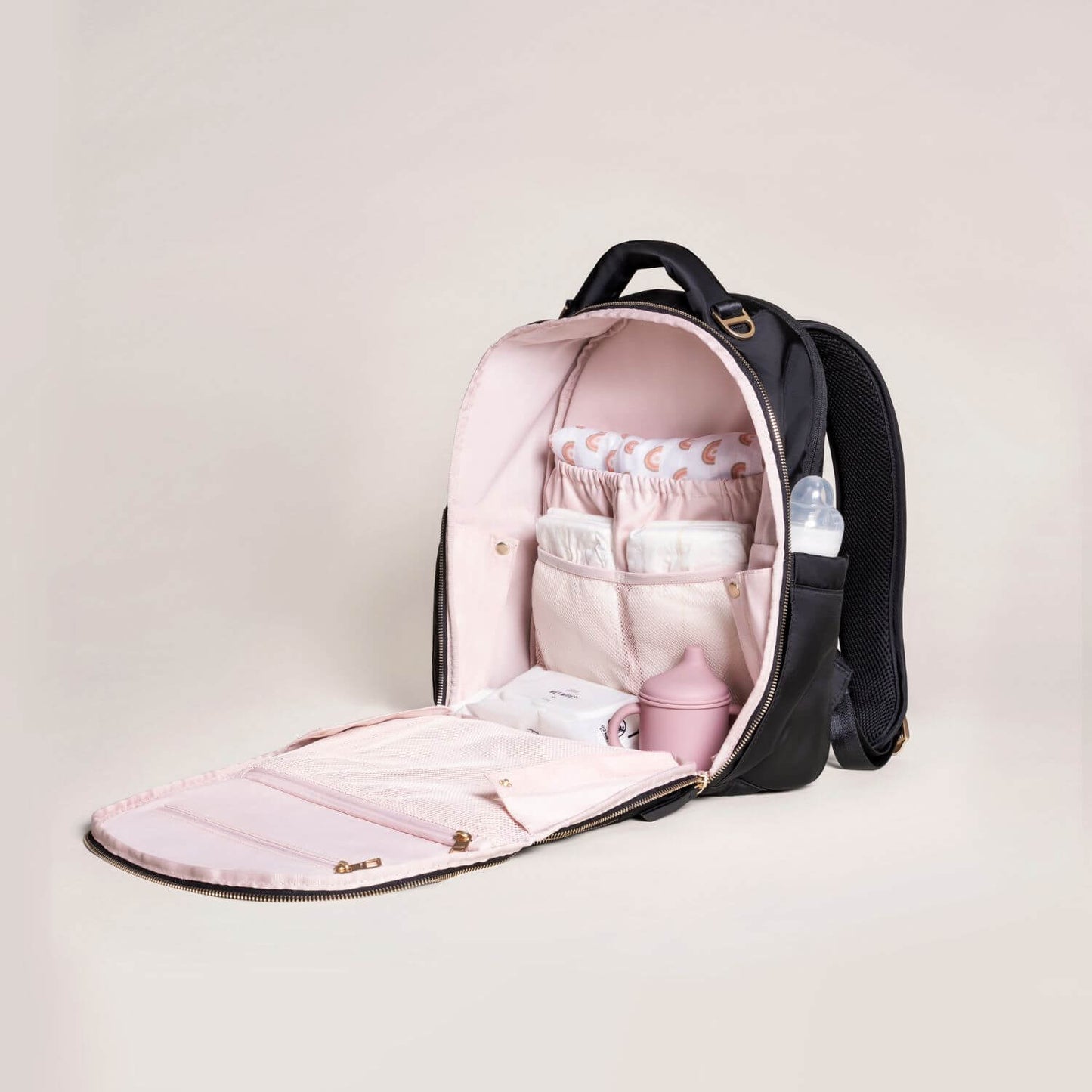 JuJuBe Classic Diaper Backpack Black | Open