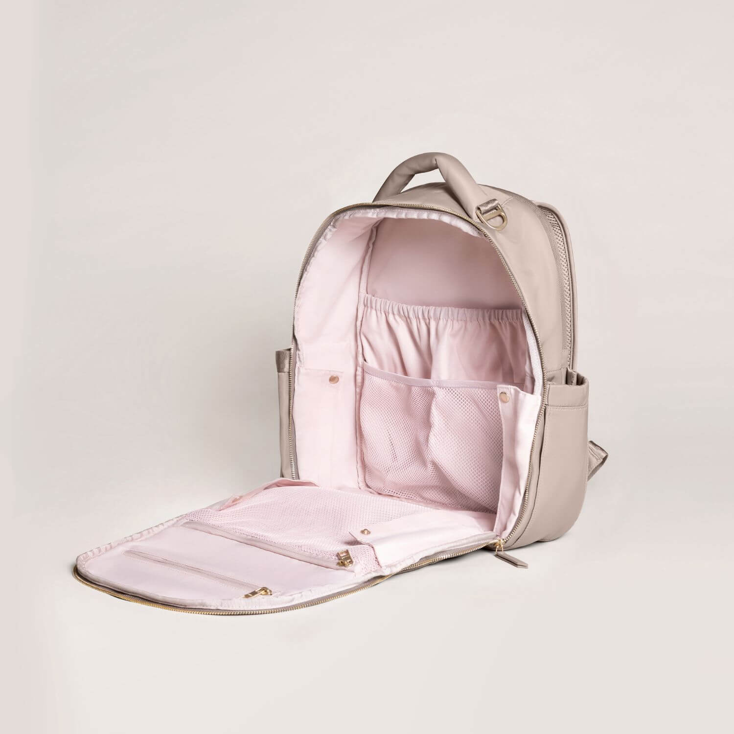 JuJuBe Classic Diaper Backpack Taupe | Open