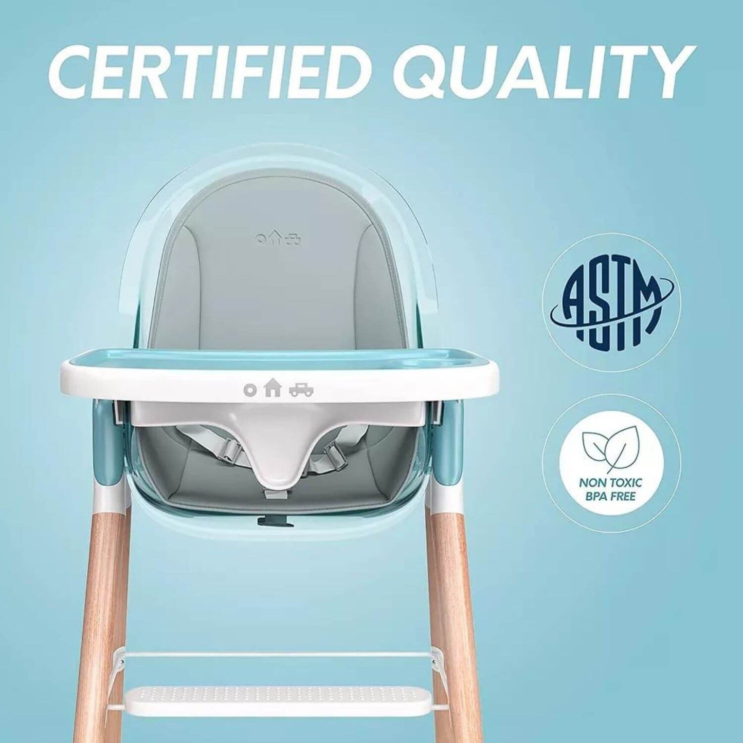 Children Of Design 6 in 1 Classic High Chair in Blue - Detail