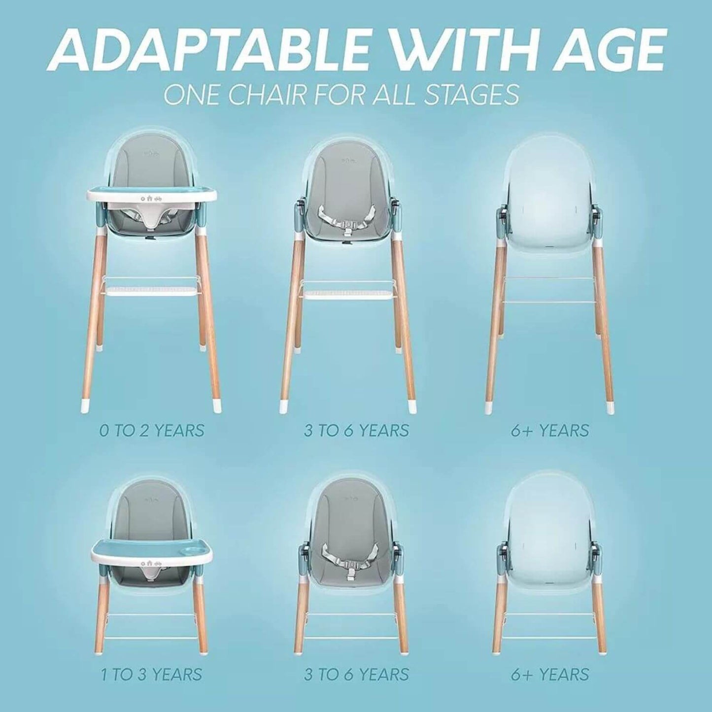 Children Of Design 6 in 1 Classic High Chair in Blue - Detail