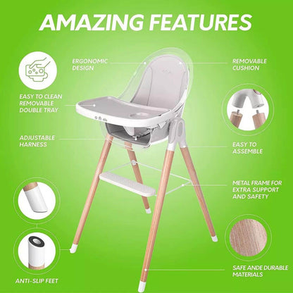 Children Of Design 6 in 1 Classic High Chair in Grey - Detail