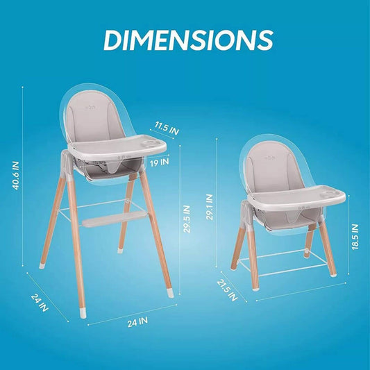 Children Of Design 6 in 1 Classic High Chair in Grey - Dimensions