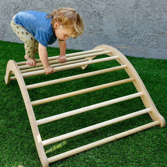 Kid Climbing on RAD Children's Furniture Climbing Arch