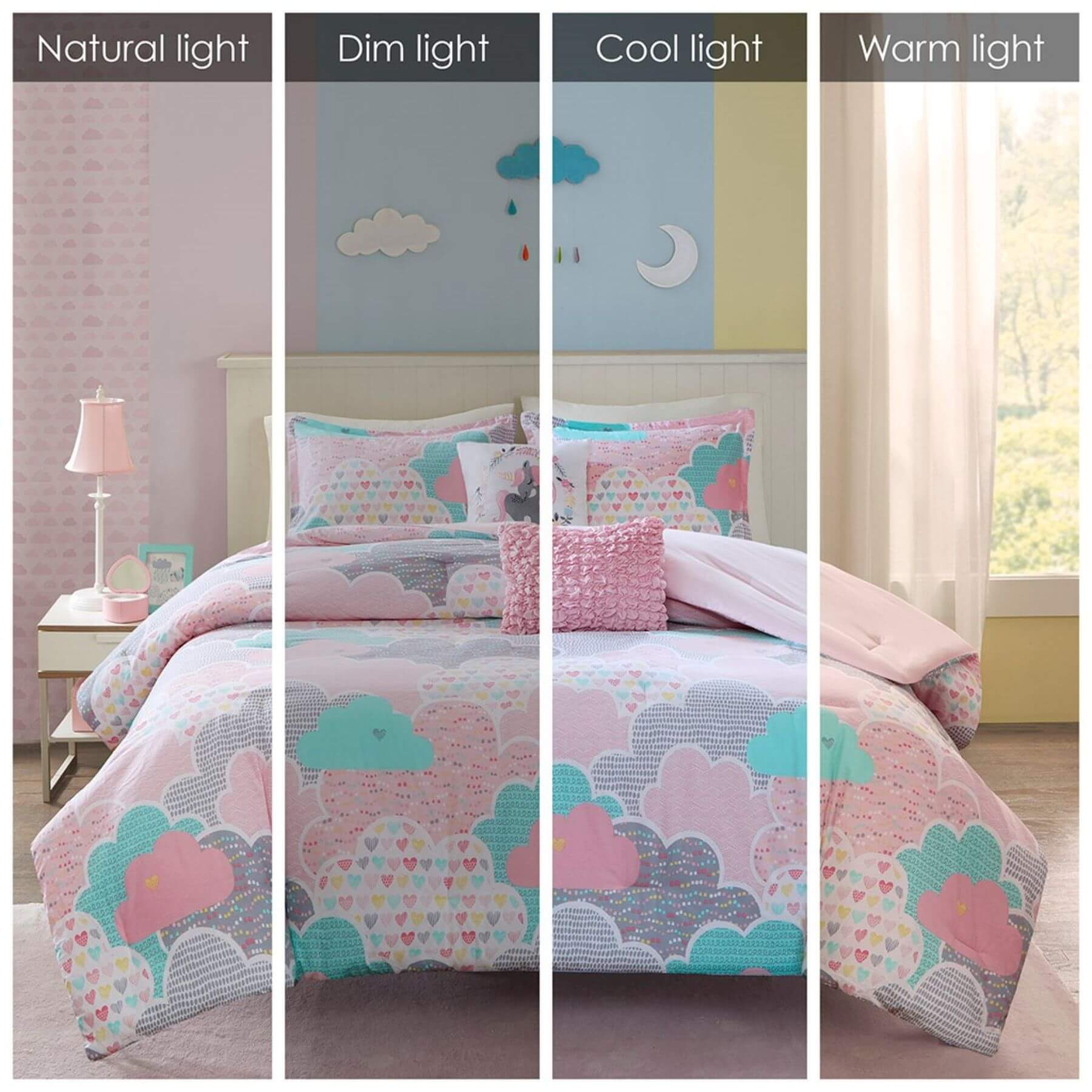 Cloud Cotton Printed Comforter Set Pink - 4 Degrees of Light View